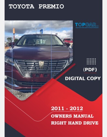toyota premio 2011-2012 owners manual in english